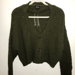 Top Shop Slouchy Knit Cardigan Army Green